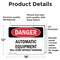 Signmission Automatic Equipment Start Without Warning Danger Sign, Vinyl Decal, 18in W x 12in L, 2PK OS-2PACK-DS-D-1218-L-1846 - alternate 5